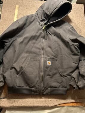Carhartt Men's XXLT Heavy Canvas Coat J140 Hood Gray Quilted Liner Warm USA